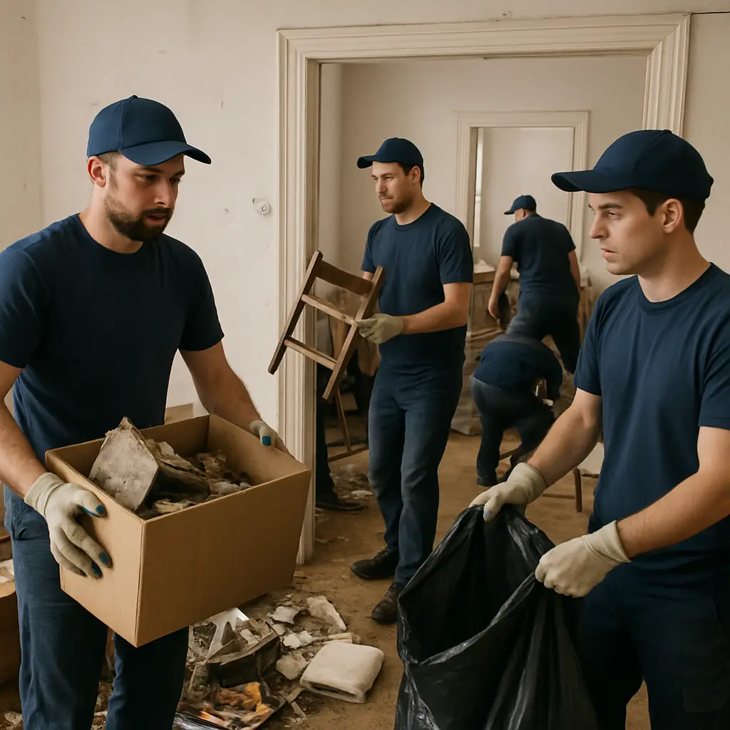 Ein Team von Entrümpelungsprofis bei der Arbeit in einer Wiener Wohnung